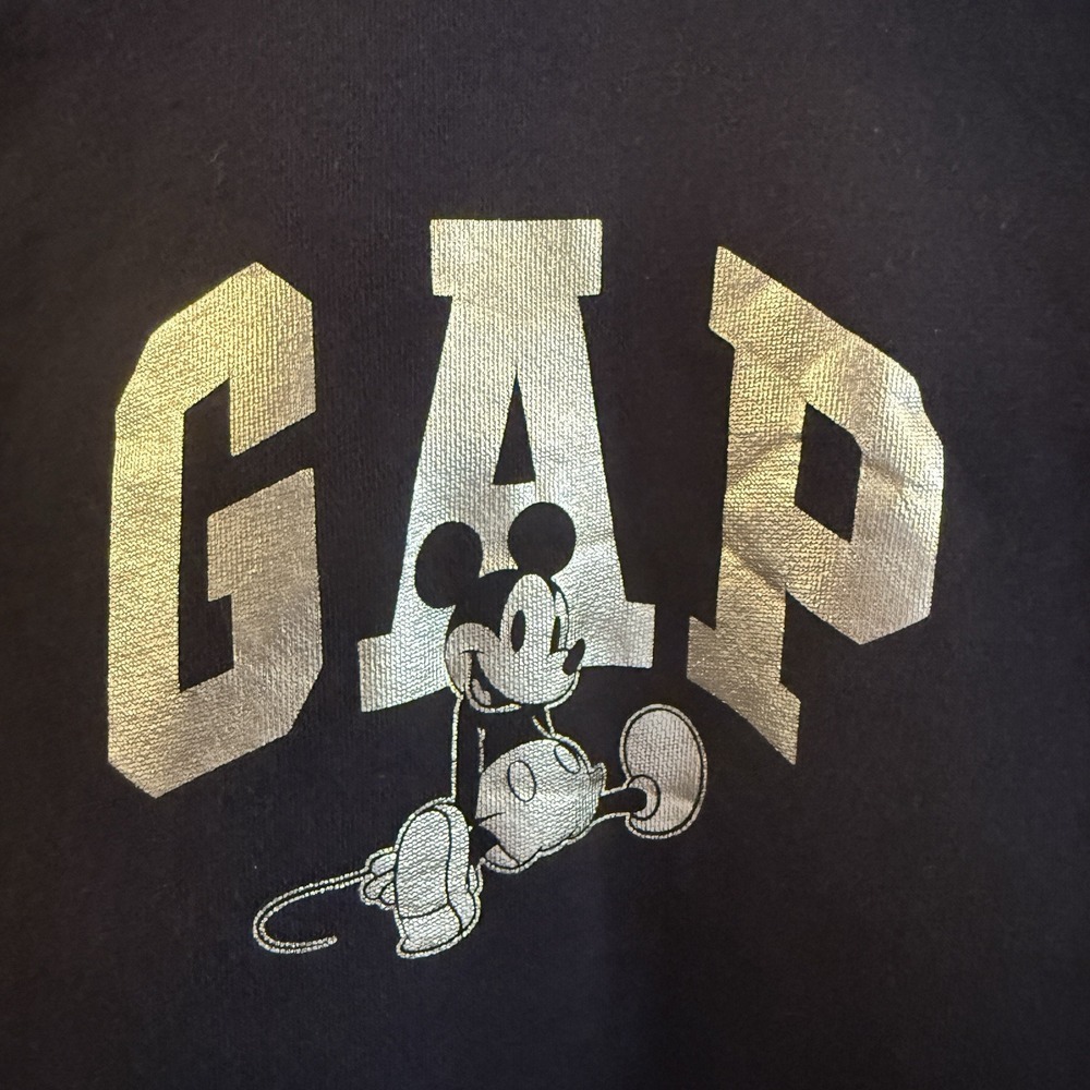 Gap Disney L‎ Mickey Mouse Relaxed Gap Logo Black Hoodie Sweatshirt Collab
